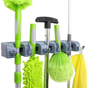 Amazon Basics Broom Holder Wall Mount and Garden Tool Organizer, 6 Hook, Gray, 2.44 x 15.94 x 3.34-inch in Saudi Arabia