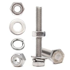 binifiMux 1/4-20 x 5-1/2" Hex Bolts Washers Nuts Set, 30 Pieces, 304 Stainless Steel, Plain Finish, 1/4"-20 Hex Nuts, 1/4"-20 Nylon Inserted Nuts, 1/4" Spring Washer, 1/4" Flat Washers in Saudi Arabia