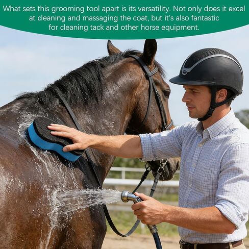 Horse Groomer Shower Sponge Grooming Tool for Cleaning and Massage,Reusable Versatility Brush Scrubber for Body Hair,1 Pack in Kuwait