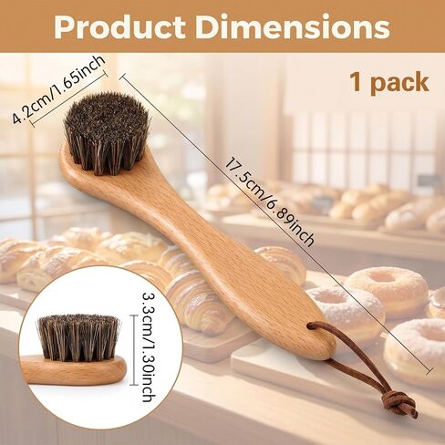 Horse Hair Brush, Wood Sourdough Cleaner Banneton Brush for Proofing Basket in Kuwait
