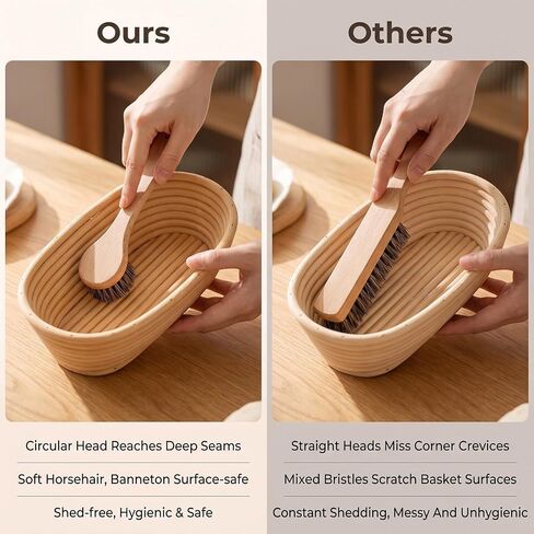 Horse Hair Brush, Wood Sourdough Cleaner Banneton Brush for Proofing Basket in Kuwait