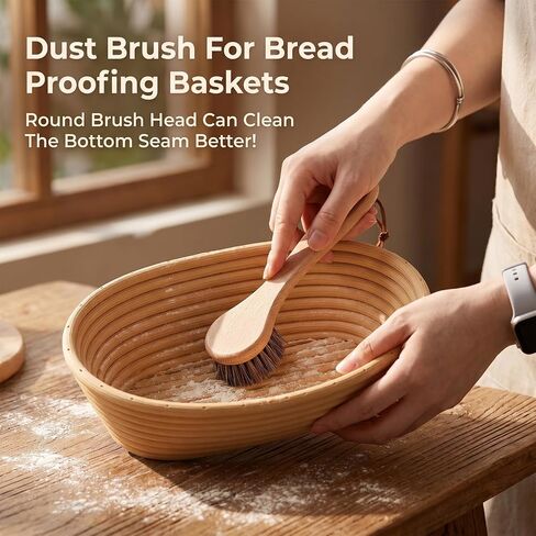 Horse Hair Brush, Wood Sourdough Cleaner Banneton Brush for Proofing Basket in Kuwait