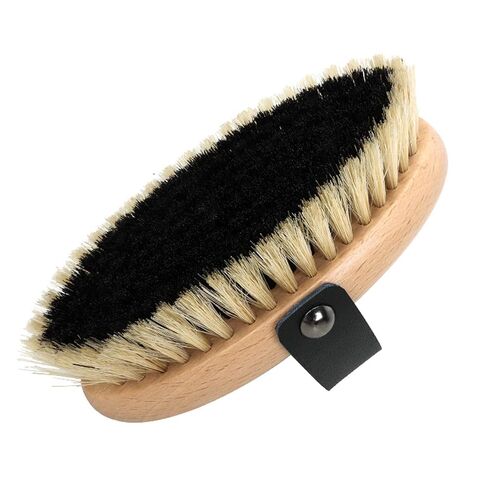 Black White Stiff Dandy Brush Solid Wood Horse Body Brush in Kuwait
