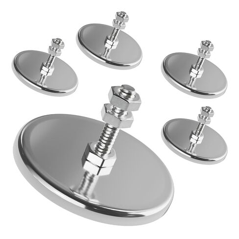 Master Magnetics RB80PRCX2 Round Base Magnet Fastener with 0.270" Center Hole Chrome Plate, 3.20" Diameter, 0.445" Thick, 95 Pounds, Silver (Pack of 2) in Kuwait