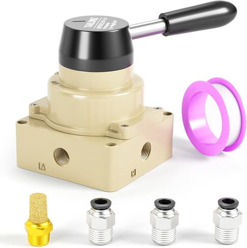 TAILONZ PNEUMATIC Rotary Lever Hand Valve HV-03 3/8"NPT Air Flow Control 3 Position 4 Way in Kuwait