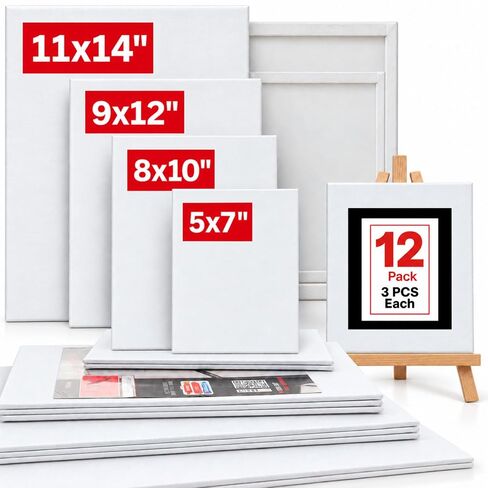 [12 Pack] Blank Canvas for Painting | Art Canvases for Painting & Crafts in Kuwait