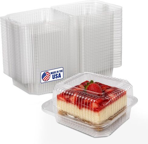 MT Products 5.25" x 5.63" x 3.17" Clear Square Plastic Containers for Food - Disposable Dessert Containers - Deep Sandwich Containers - Clear Containers For Food (Pack of 40) - Made in the USA in Kuwait