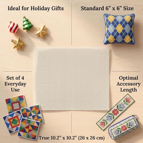 13 Mesh Needlepoint Canvas Blank, 6 Pack, Cotton, 10.2 x 10.2 in in Saudi Arabia