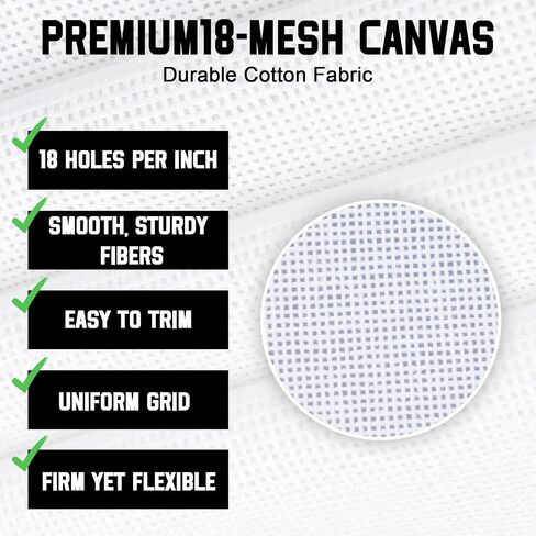 EggSun 18 mesh Needlepoint Canvas Kit for Cross Stitch DIY Projects,6pcs Blank Needlepoint Canvas 12''x18'' with Threads, Markers, Tapes, Needles, Scissor, Threaders and Ripper in Kuwait