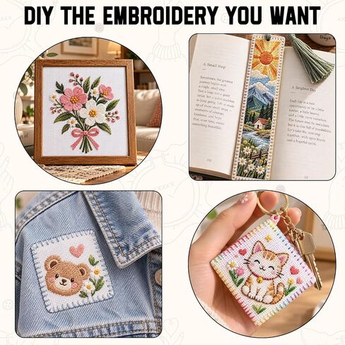 EggSun 18 mesh Needlepoint Canvas Kit for Cross Stitch DIY Projects,6pcs Blank Needlepoint Canvas 12''x18'' with Threads, Markers, Tapes, Needles, Scissor, Threaders and Ripper in Kuwait