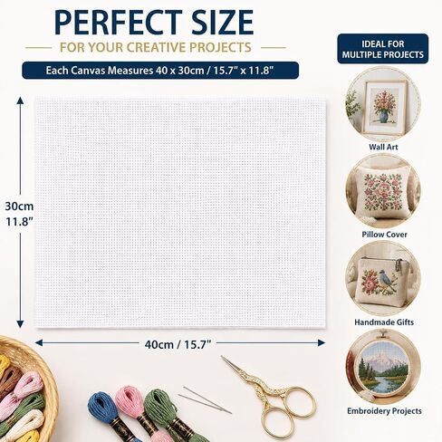 18 Mesh Needlepoint Canvas 4 Pack, 15.7 x 11.8 in Premium White Cotton in Kuwait