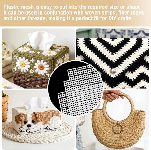 SAVITA 6 Pieces 13x10.24in 7 Count Plastic Needlepoint Canvas White Plastic mesh Sheets for Embroidery Crafting and Knit and Crochet Projects in Kuwait