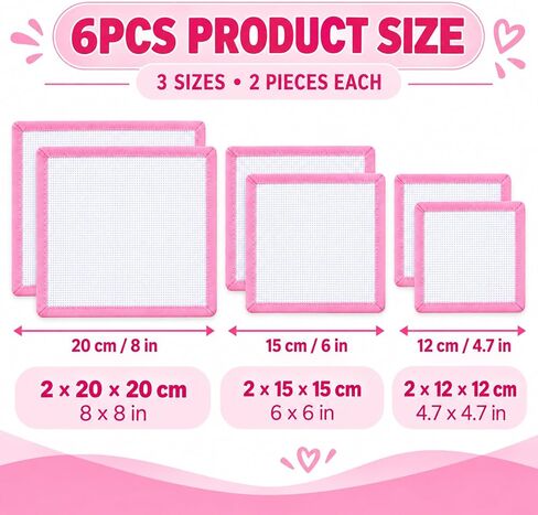 6Pcs 18 Mesh Needlepoint Canvas Blank Cotton Cross Fabric with Pink Border in Kuwait