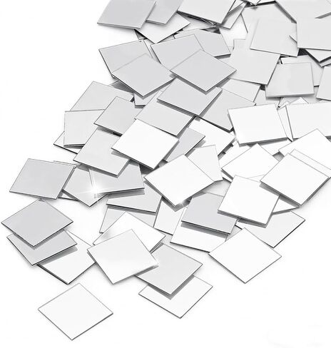 300Pcs Mini Square Craft Mirrors Mosaic Tiles Self-Adhesive, 1 inch in Kuwait