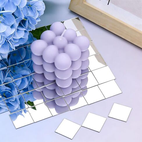 300Pcs Mini Square Craft Mirrors Mosaic Tiles Self-Adhesive, 1 inch in Kuwait