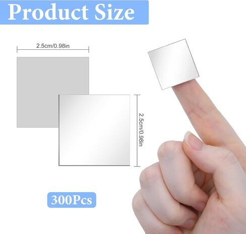 300Pcs Mini Square Craft Mirrors Mosaic Tiles Self-Adhesive, 1 inch in Kuwait