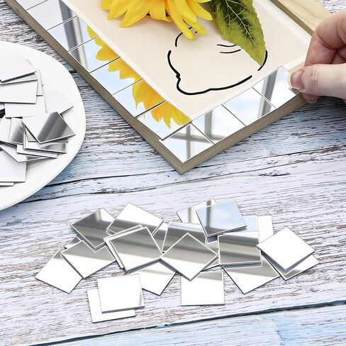 300Pcs Mini Square Craft Mirrors Mosaic Tiles Self-Adhesive, 1 inch in Kuwait