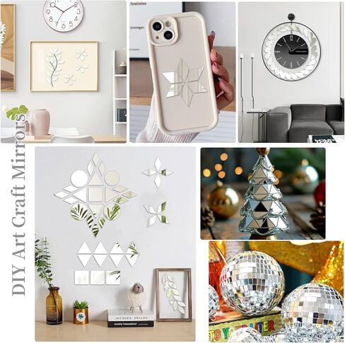 300Pcs Mini Square Craft Mirrors Mosaic Tiles Self-Adhesive, 1 inch in Kuwait