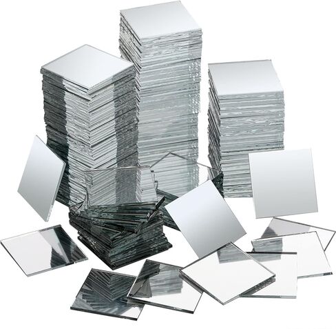 200 Pieces Glass Mirror Tiles for Crafts, 1 Inch Small Square Glass Mirrors, Mini Size Bulk Mirror Mosaic Tiles for DIY Projects Supplies, Home Wall Decoration Christmas in Kuwait