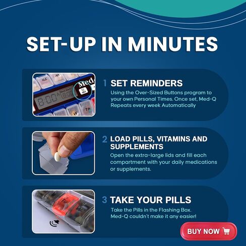 MED-Q Digital Pill Box, Single Beep Alarm and LED Alert in Kuwait