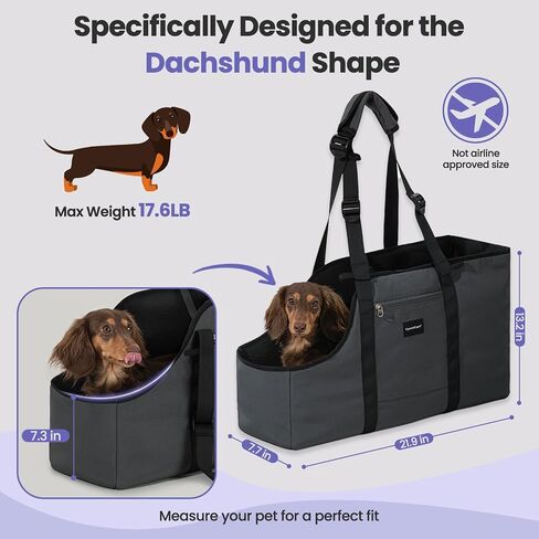 Dog Purse Carrier for Small Dogs,Dachshund Dog Carrier Tote Bag,Long-Bodied Dog Bag,Hands-Free Pet Carrier Bag&Dog Car Seat,Puppy Travel Carrier Bag,Max 18 lb (Black) in Kuwait