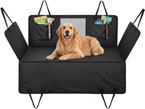 PawHut Dog Car Seat Cover for Back Seat, Waterproof Dog Hammock, 58"L Black in Kuwait