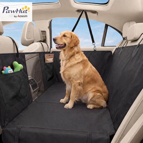 PawHut Dog Car Seat Cover for Back Seat, Waterproof Dog Hammock, 58"L Black in Kuwait