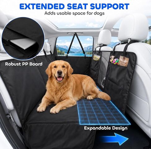PawHut Dog Car Seat Cover for Back Seat, Waterproof Dog Hammock, 58"L Black in Kuwait