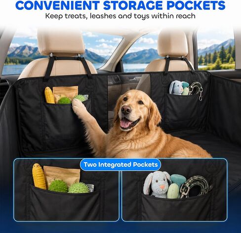 PawHut Dog Car Seat Cover for Back Seat, Waterproof Dog Hammock, 58"L Black in Kuwait