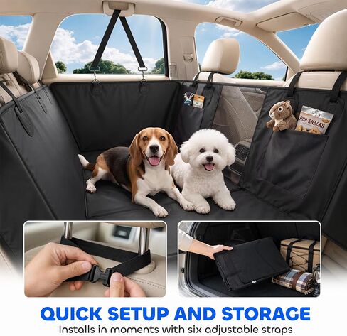 PawHut Dog Car Seat Cover for Back Seat, Waterproof Dog Hammock, 58"L Black in Kuwait