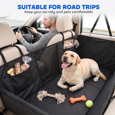 PawHut Dog Car Seat Cover for Back Seat, Waterproof Dog Hammock, 58"L Black in Kuwait