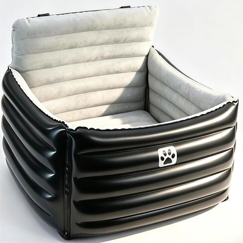 Small Dog Car Seat, Inflatable Dog Travel Bed with Safety Harness & Seat Belt Attachment, Waterproof PVC Exterior, Portable Puppy Booster Seat for Car Travel, Dogs Up to 25 lbs in Saudi Arabia