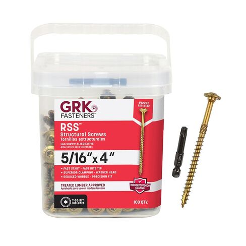 GRK 14225 5/16 in. x 4 in. Star Drive Washer Head Coated Steel RSS Structural Screws, 25/Box in Kuwait