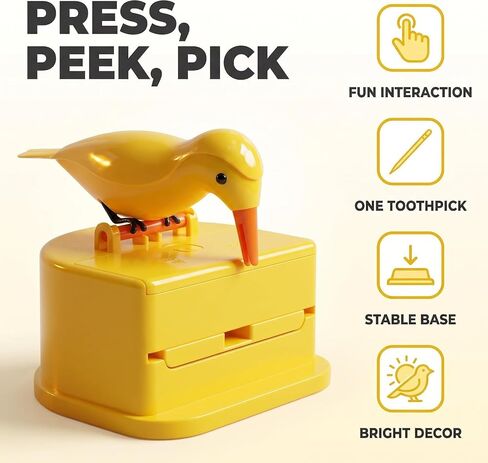 JJLFresheners Woodpecker Toothpick Dispenser,Telescopic Toothpick Box for Home,Bird Toothpick Dispenser,Kitchen Decoration, Cute Little Bird Push-Type Automatic Toothpick Holder with a Toothpick Box in Kuwait