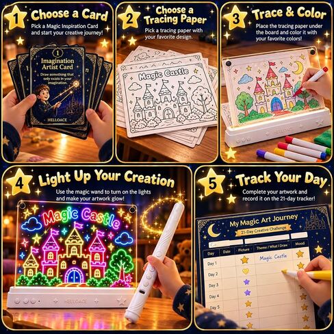 HELLOACE 16-Inch LED Drawing Board for Kids with Magic Wand Remote Control in Kuwait