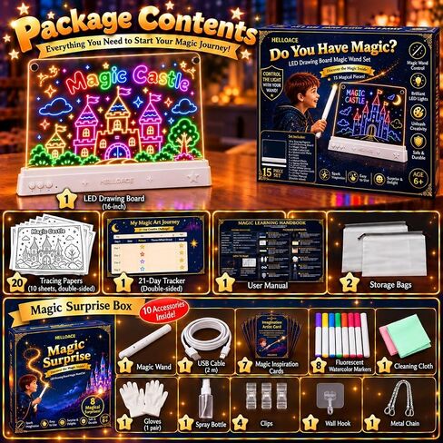 HELLOACE 16-Inch LED Drawing Board for Kids with Magic Wand Remote Control in Kuwait