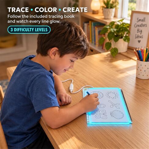 Led Drawing Board, 14" LED Glass Board for Kids with 12 Color Markers in Saudi Arabia