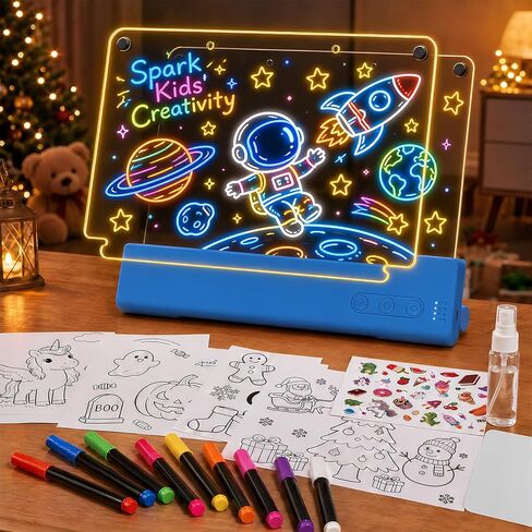 LED Drawing Board w/Dynamic Dual-Board Mode, 16" Rechargeable Glow Doodle in Kuwait