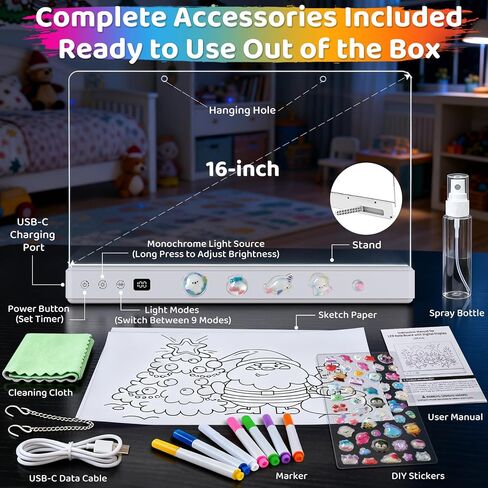 16" LED Drawing Board for Kids Birthday Gift, Glow Doodle LED Note Board in Kuwait