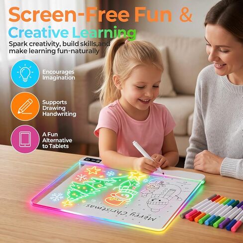 GOEATVE LED Drawing Board for Kids, Girls Birthday Gifts Drawing Tablet Pad in Kuwait