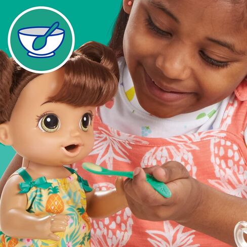 Baby Alive Magical Mixer Baby Doll Tropical Treat with Blender Accessories, Drinks, Wets, Eats, Brown Hair Toy for Kids Ages 3 and Up in Kuwait