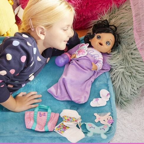 Baby Alive Bunny Sleepover Baby Doll, Bedtime-Themed 12-Inch Dolls, Sleeping Bag & Bunny-Themed Doll Accessories, Toys for 3 Year Old Girls and Boys and Up, Brown Hair (Amazon Exclusive) in Kuwait