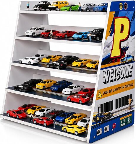 Display Case for Hot Die Cast Wheel Garage,1/64 Five-Tier Stepped Car Model Display Stand,Toy Car Storage Display Rack,Parking Garage Diorama with 45 Parking Spaces in Saudi Arabia
