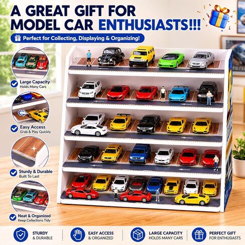Display Case for Hot Die Cast Wheel Garage,1/64 Five-Tier Stepped Car Model Display Stand,Toy Car Storage Display Rack,Parking Garage Diorama with 45 Parking Spaces in Saudi Arabia