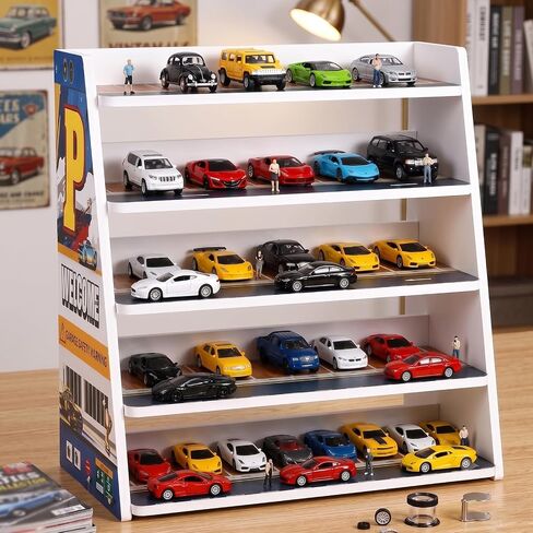 Display Case for Hot Die Cast Wheel Garage,1/64 Five-Tier Stepped Car Model Display Stand,Toy Car Storage Display Rack,Parking Garage Diorama with 45 Parking Spaces in Saudi Arabia