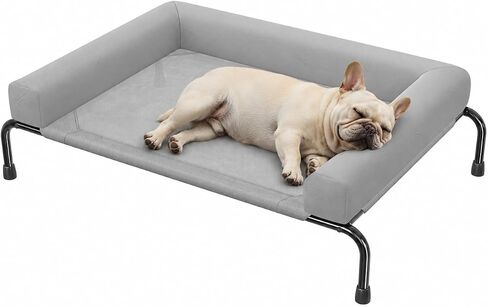Simple Trending Elevated Dog Bed for Large Dogs with Bolsters, Black in Saudi Arabia