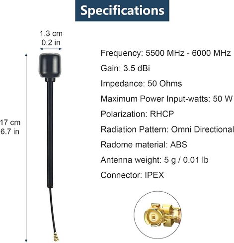 5.8GHz U.FL RHCP FPV Antenna Long Range IPEX RHCP LDS FPV Racing Antenna for Micro Drone Racing Drone Quadcopter Fixed-Wing Models Whoops Multicopter TX/RX in Kuwait