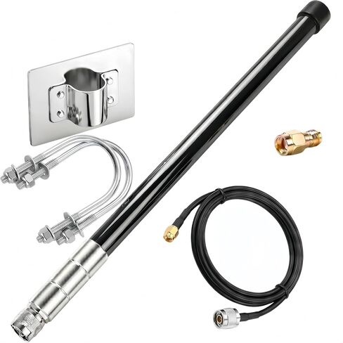10dBi 915MHz LoRa Antenna N Male Outdoor Fiberglass Omni for Meshtastic Heltec RAK LILYGO SenseCAP, RAK/Bobcat/Nebra Hotspot Gateway, LoRaWAN HNT, with Low-Loss Cable & RP‑SMA Adapter IP67 Waterproof in Kuwait