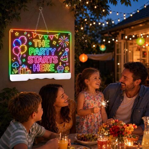 Led Drawing Board with 7 Light Effects, 16" Rechargeable Glow Doodle LED Note Board with Colors, Neon Light Up Drawing Tablet Gifts for Kids for Easter Birthday Christmas Gift Ideas in Kuwait