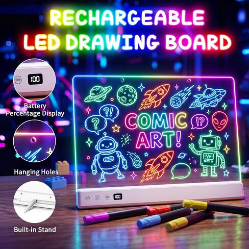 Rechargeable LED Drawing Board for Kids, Glow Doodle LED Note Board in Kuwait